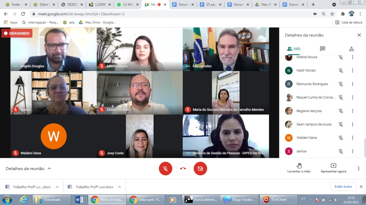 Imagem da tela de videoconferência
